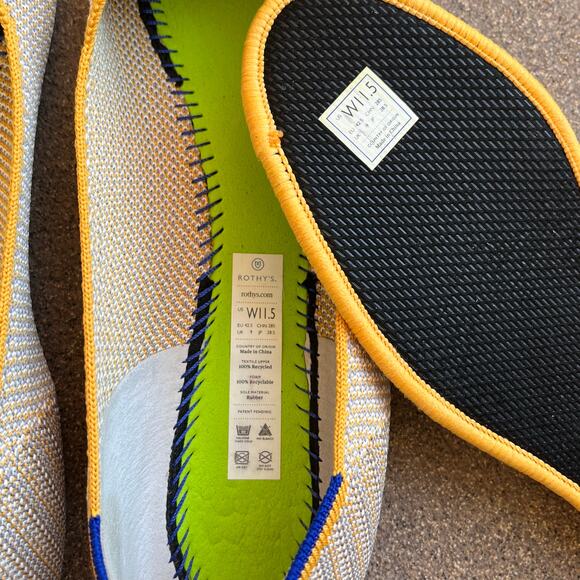 Rothy's The Flat Dandelion Triple Stitch Women 11.5 Shoe Yellow Grey White Flats - Picture 11 of 15